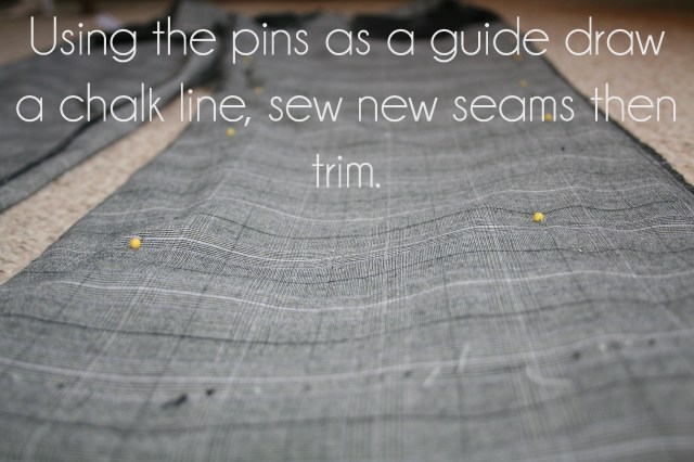 tutorial creating skinny pants from wide legs chalk line