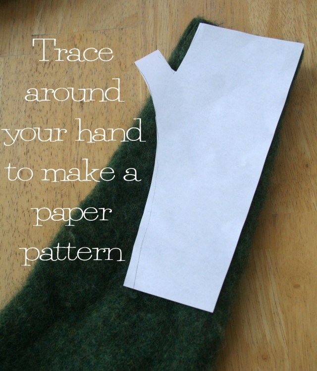 DIY Fingerless mittens from a felted wool sweater3