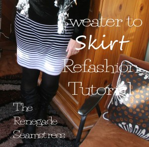 sweater to skirt refashion tutorial