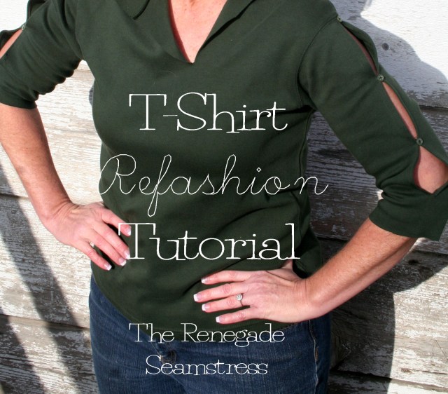 The Renegade Seamstress shows you how to make an old t shirt new again with this easy sleeve refashion tutorial.