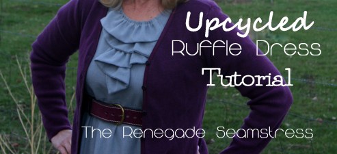 Upcycled Gray Silk ruffle dress