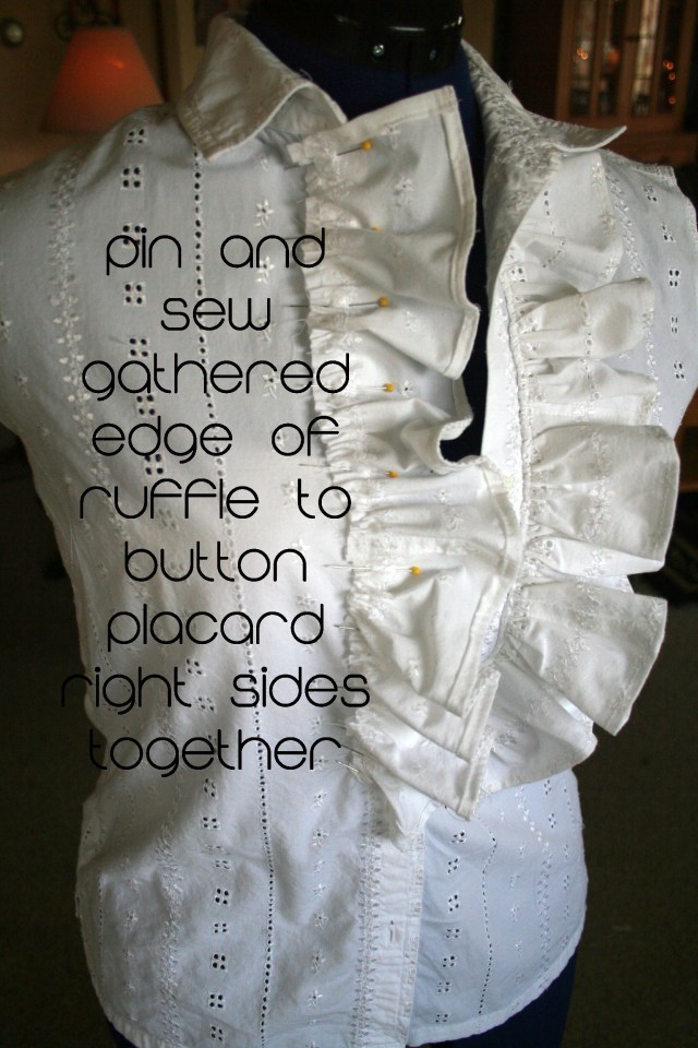 Upcycled white ruffle shirt