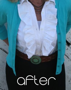 Upcycled white ruffle shirt
