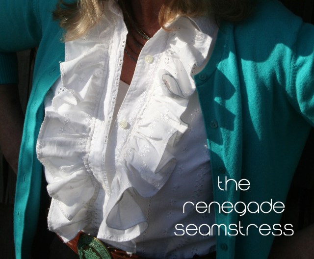 Upcycled white ruffle shirt