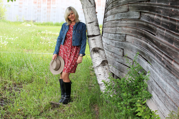 DIY Cropped Denim Jacket Leaning on the Barn