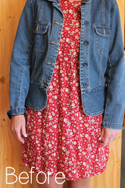 DIY Cropped Denim Jacket before