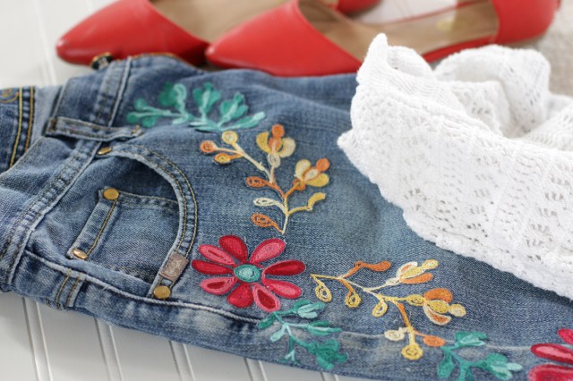embroidered jeans for Mother's Day