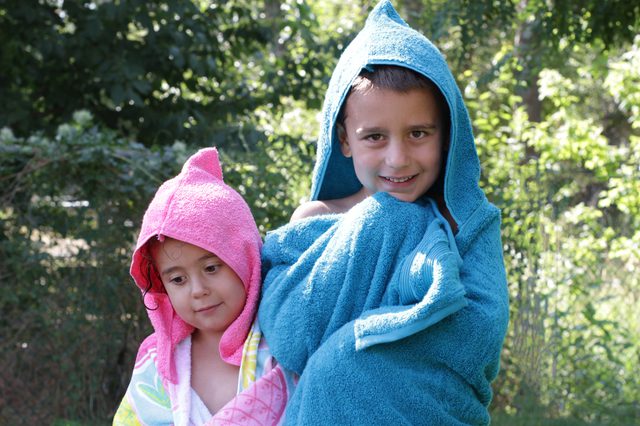 There's nothing like staying wet to beat the heat. But when it's time to dry off, don't just use any old towel–wrap your kids up in a fun towel they can wear. These cute hooded towels are not only great for the beach, but they can double as a year round bath towel.