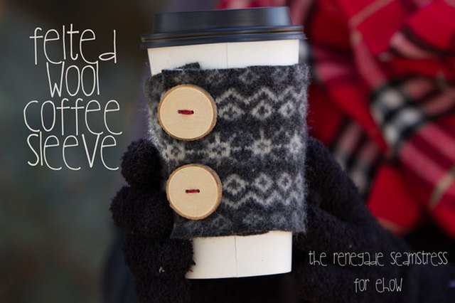 DIY felted wool coffee cozy