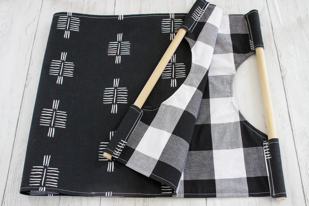 finished DIY fabric firewood carrier