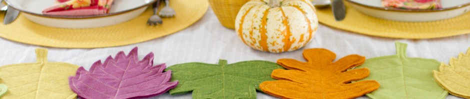 finished DIY colorful felt fall leaf table runner