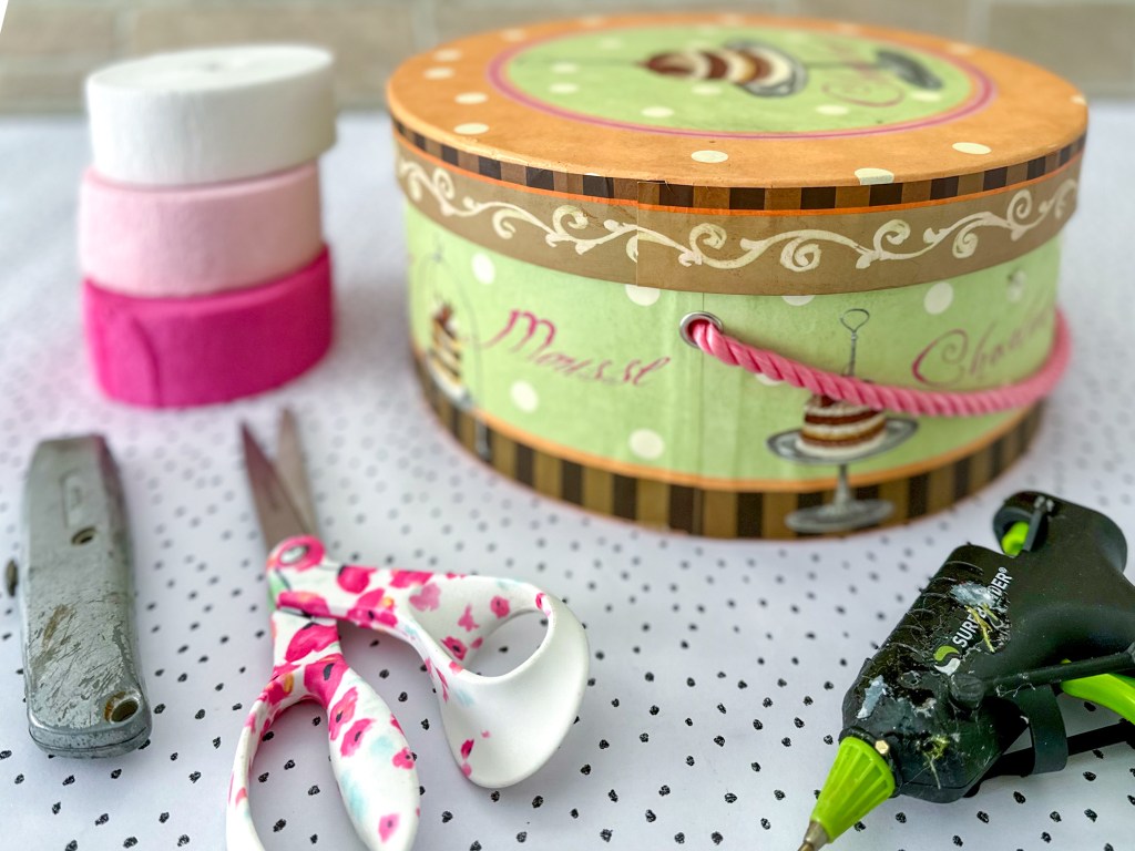 materials needed for a Pink Ombre Cake Valentine Box